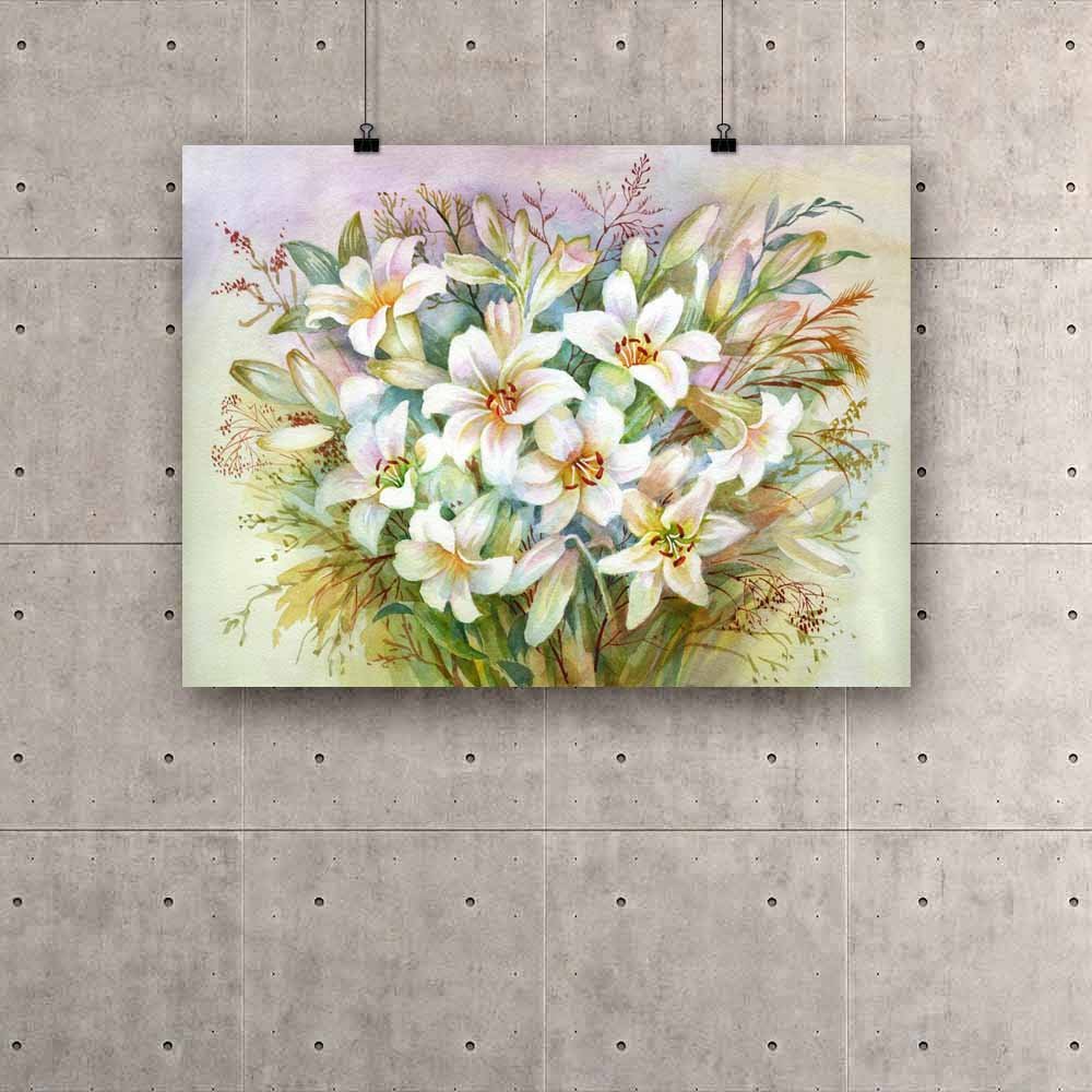 ArtzFolio Lilies Bouquet | Unframed Premium Canvas Painting for